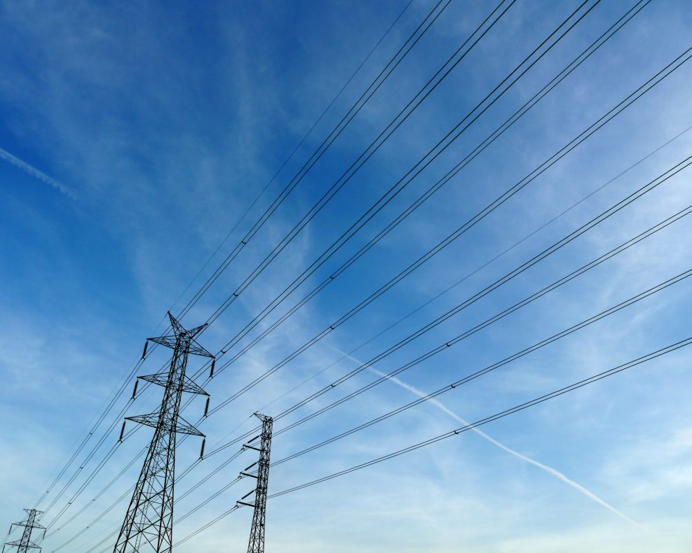 Steel Tower Closeup In The Blue Sky